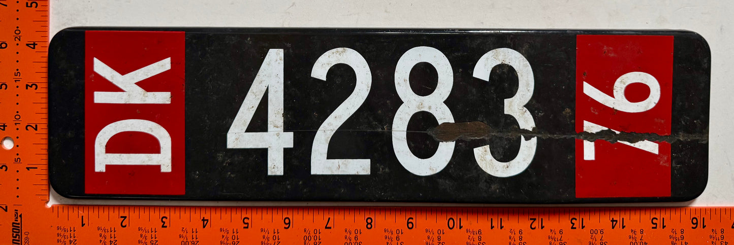 1976 Denmark #4283 Temporary License Plate (Porcelain)