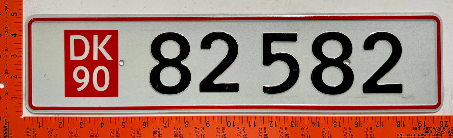 1990 Denmark #82 582 Temporary License Plate