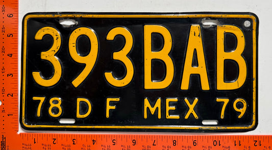 1978-1979 Distrito Federal, Mexico #393 BAB Passenger License Plate