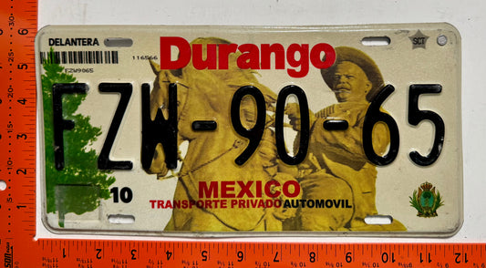 2006-2008 Durango, Mexico #FZW-90-65 Passenger License Plate