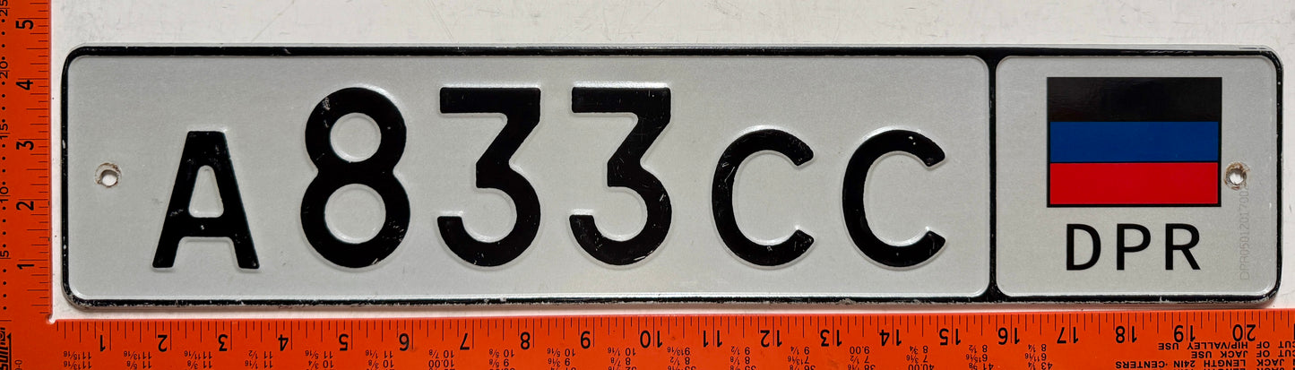 c 2015 Donetsk People's Republic #A833CC Passenger License Plate