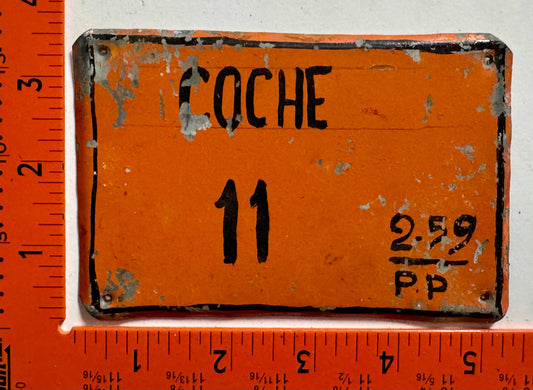 2nd half 1959 Dominican Republic #11 Provisional License Plate