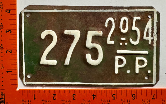 2nd half 1954 Dominican Republic #275 Provisional License Plate