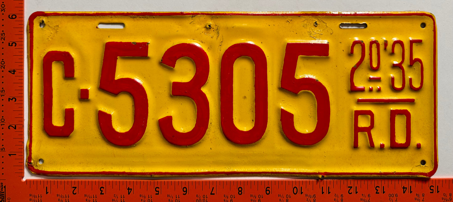 2nd half 1935 Dominican Republic #C-5305 Truck License Plate