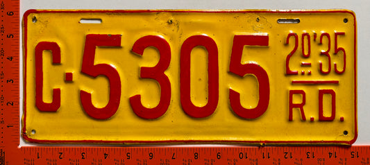2nd half 1935 Dominican Republic #C-5305 Truck License Plate