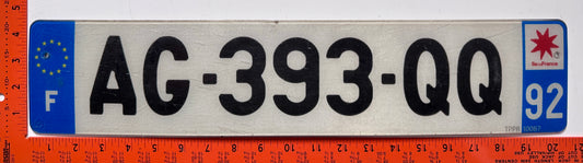 2009 series France #AG-393-QQ Passenger License Plate