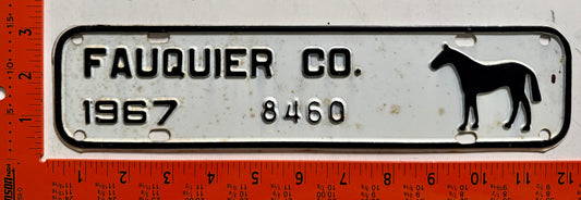 1967 Fauquier County Virginia #8460 Passenger License Plate