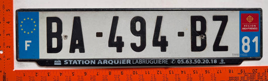 2009 series France #BA-494-BZ Passenger License Plate