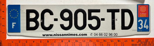 2009 series France #BC-905-TD Passenger License Plate