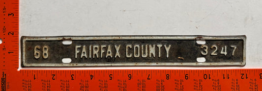 1968 Fairfax County, Virginia #3247 License Plate