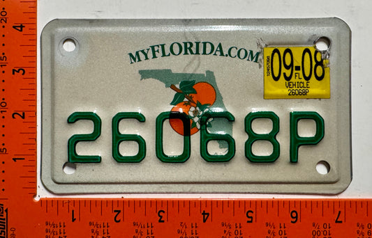 2008 Florida #26068P Motorcycle License Plate