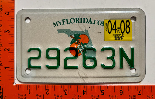 2008 Florida #29263N Motorcycle License Plate