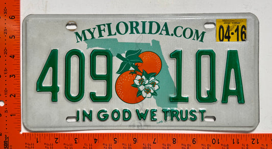 2016 Florida #409 1QA Passenger License Plate