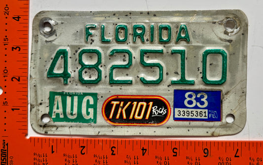 1983 Florida #482510 Motorcycle License Plate