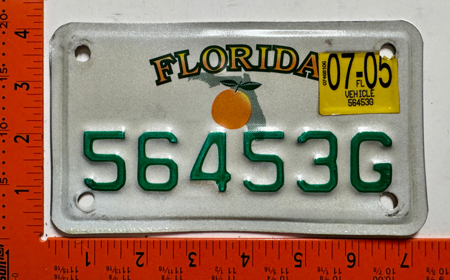 2005 Florida #56453G Motorcycle License Plate