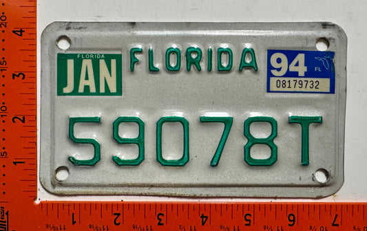 1994 Florida #59078T Motorcycle License Plate