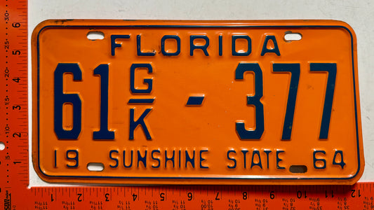 1964 Florida #61 G/K-377 Commercial License Plate