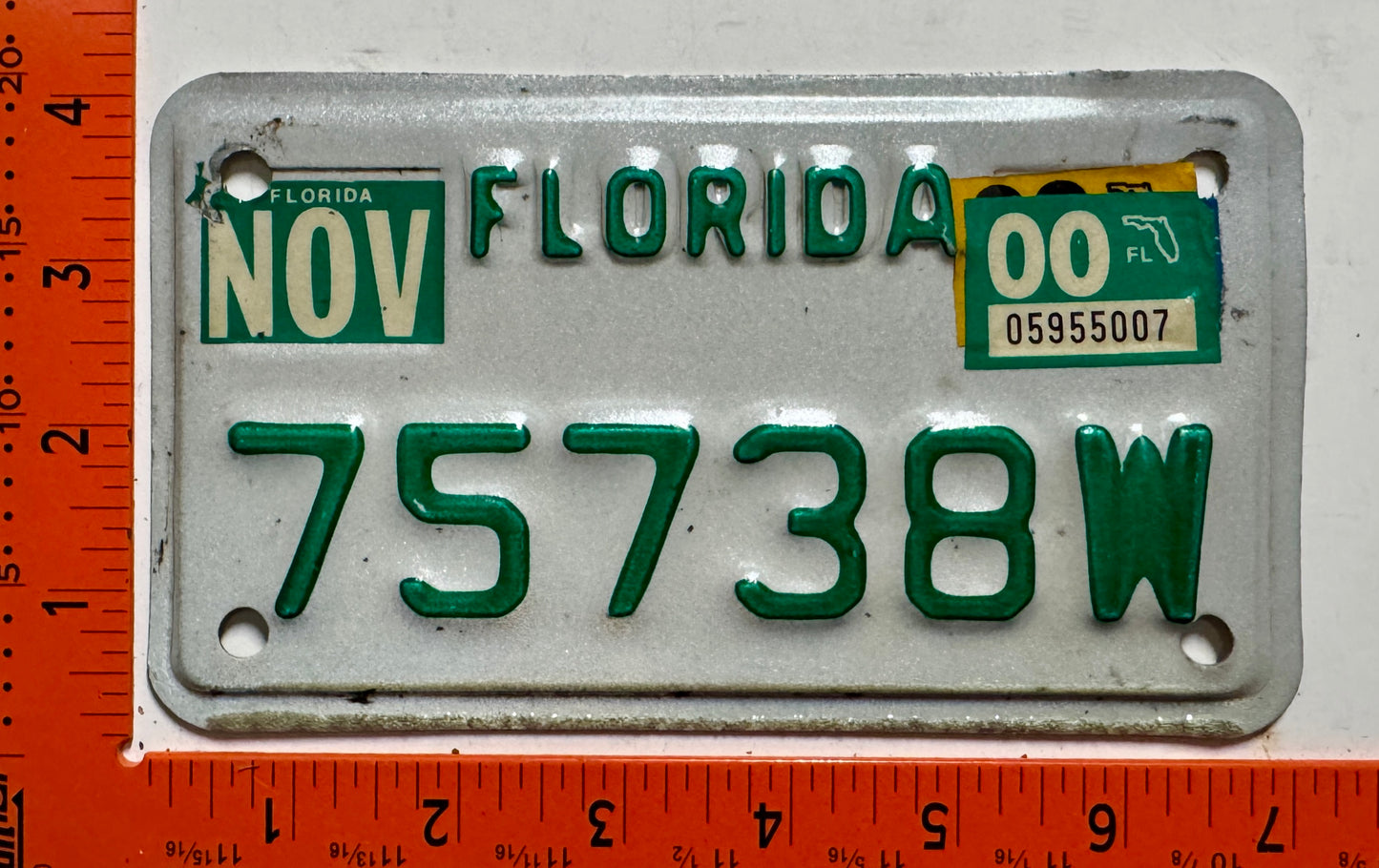 2000 Florida #75738W Motorcycle License Plate