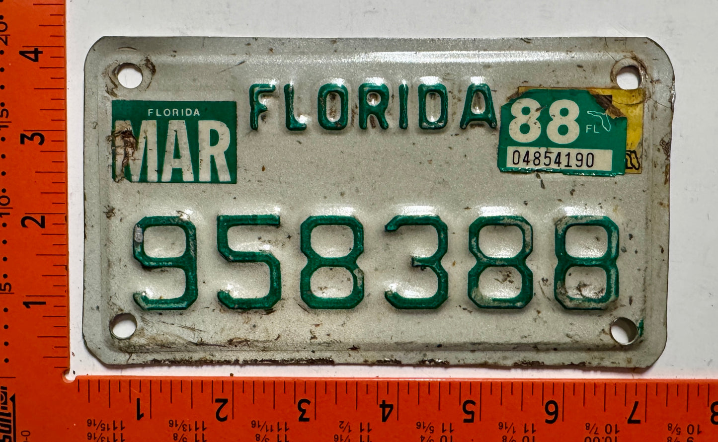1988 Florida #958388 Motorcycle License Plate