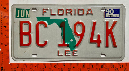 1990 Florida #BC 194K Trailer License Plate