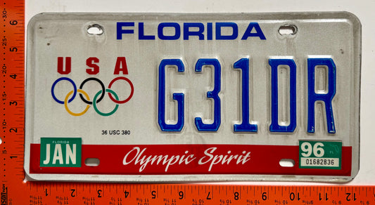 1996 Florida #G31DR Olympic Spirit License Plate