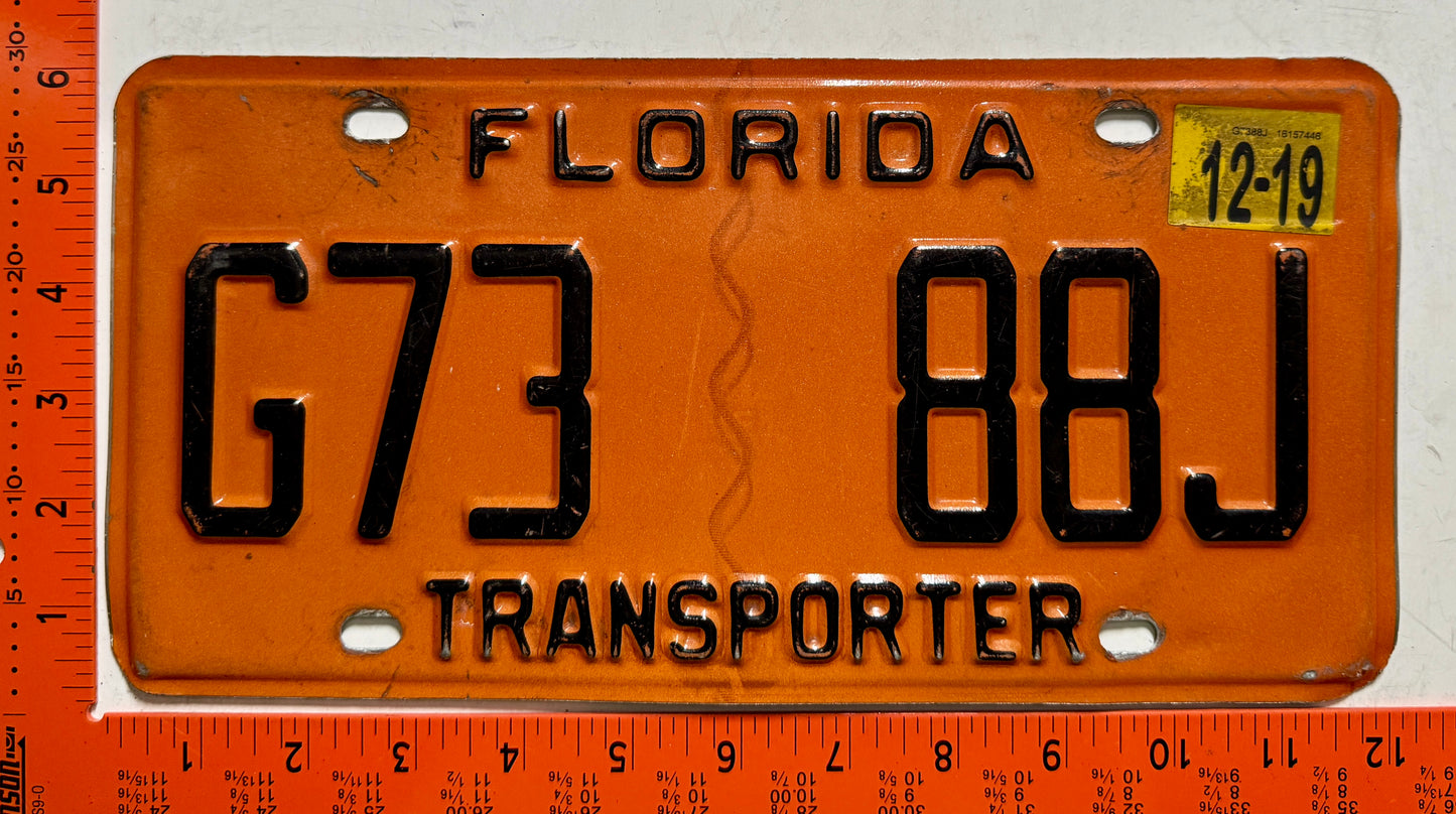 2019 Florida #G73 88J Transporter License Plate