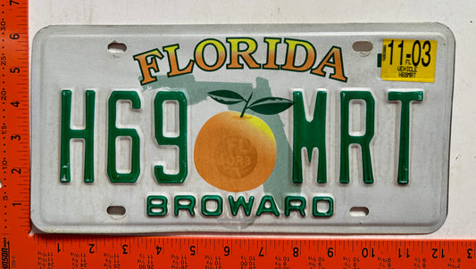 2003 Florida #H69 MRT Passenger License Plate