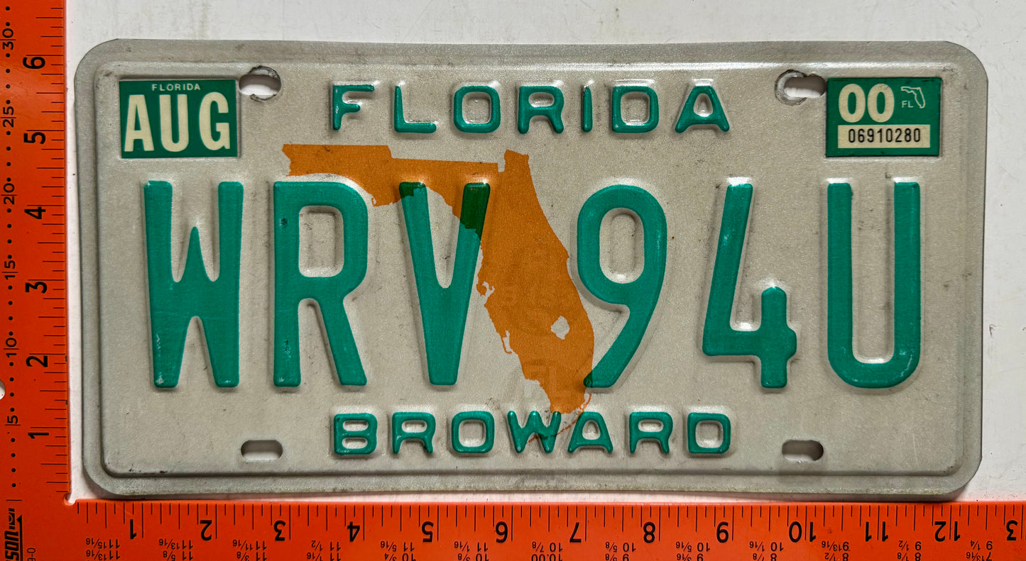 2000 Florida #WRV 94U Passenger License Plate
