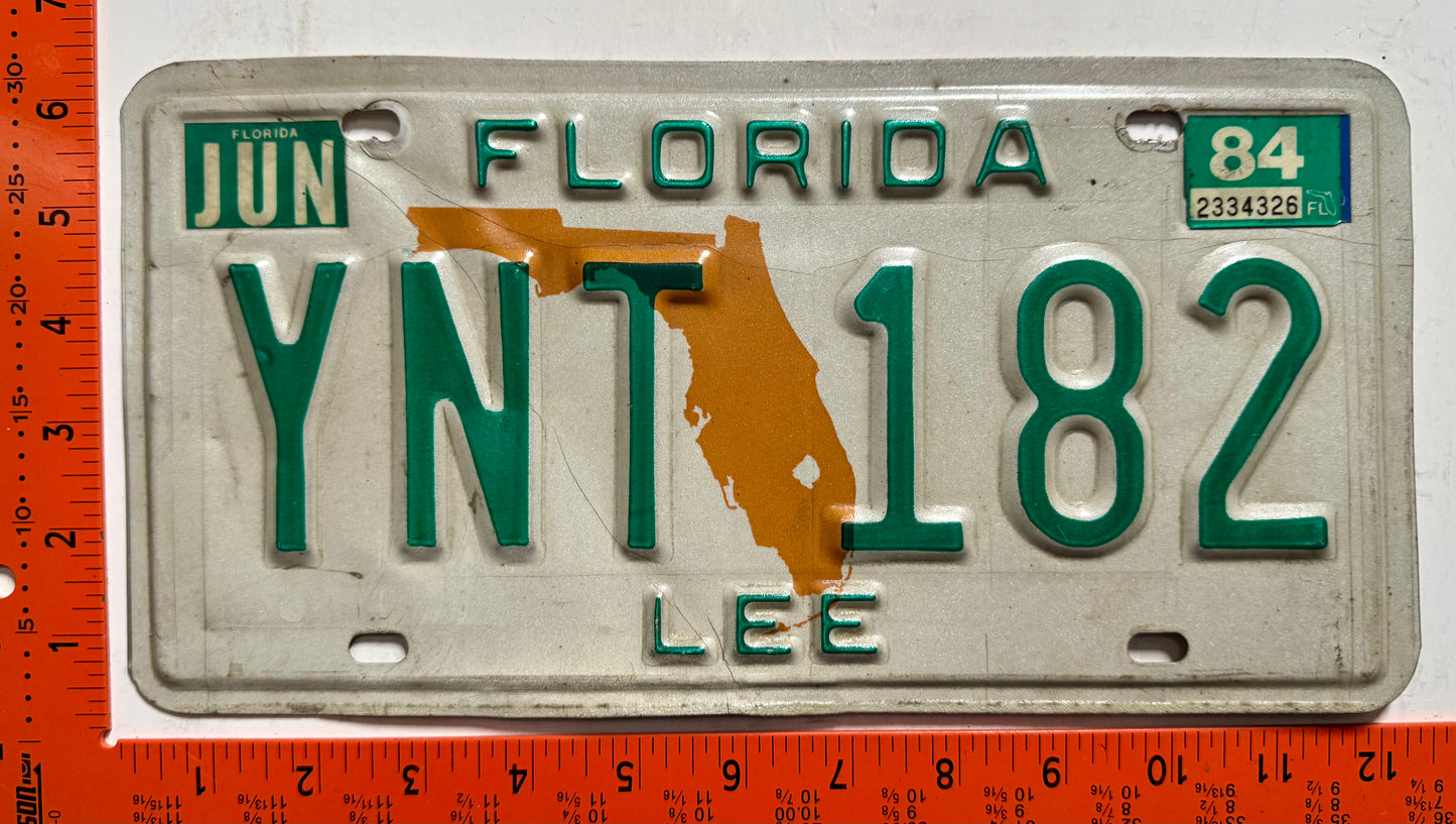 1984 Florida #YNT 182 Passenger License Plate