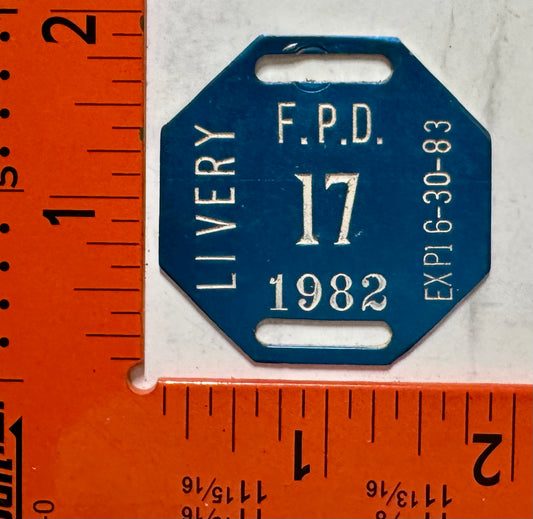1983 Forest Preserve District, Illinois #17 Livery Horse License