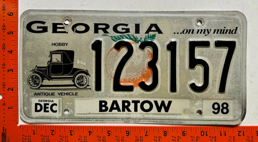 1998 Georgia #123157 Antique Vehicle License Plate