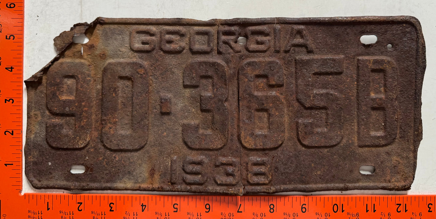 1938 Georgia #90-365B Passenger License Plate (Crafter)