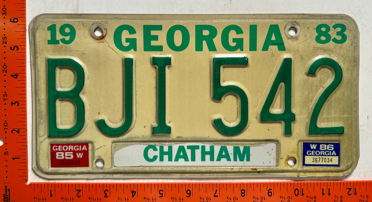 1985/1986 Georgia #BJI 542 Passenger License Plate