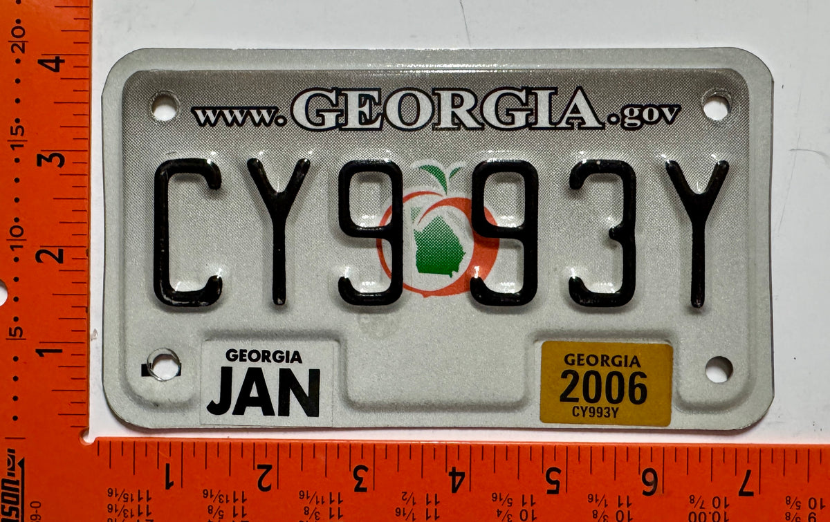 2006 Georgia #CY9 93Y Motorcycle License Plate