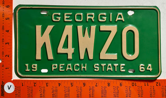 1964 Georgia #K4WZO Amateur Radio License Plate