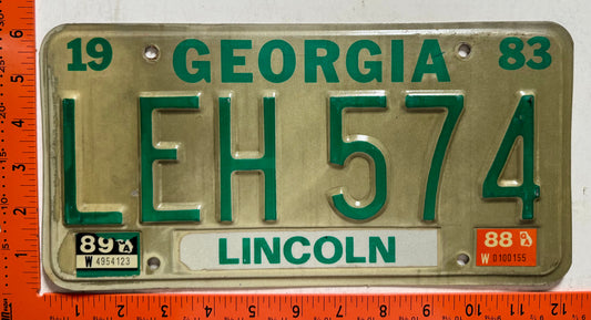 1989 Georgia #LEH 574 Passenger License Plate (Crafter)