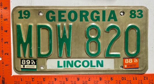 1989 Georgia #MDW 820 Passenger License Plate (Crafter)