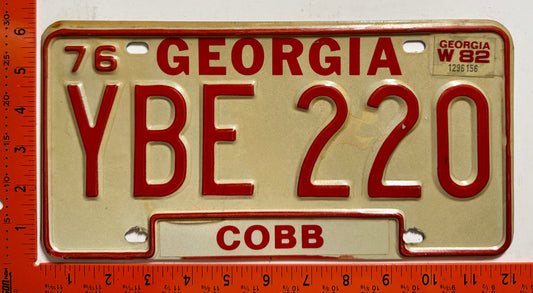 1982 Georgia #YBE 220 Passenger License Plate