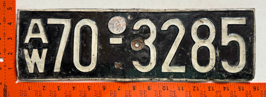 1948-1956 Germany #A/W 70-3285 Passenger License Plate