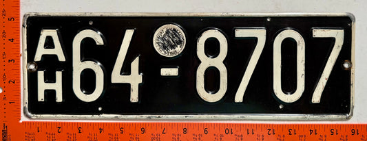 1948-1956 Germany #A/H 64-8707 Passenger License Plate