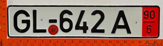 1990 Germany #GL-642A Export License Plate