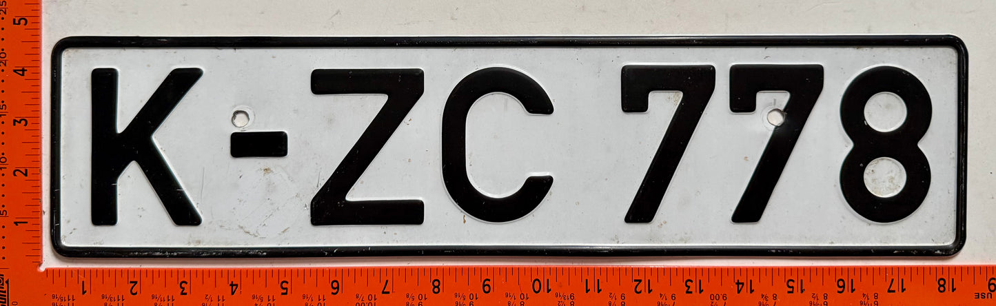 undated Germany #K-ZC 778 Passenger License Plate