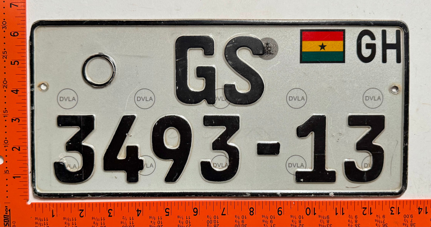 undated Ghana #GS/3493-13 Passenger License Plate
