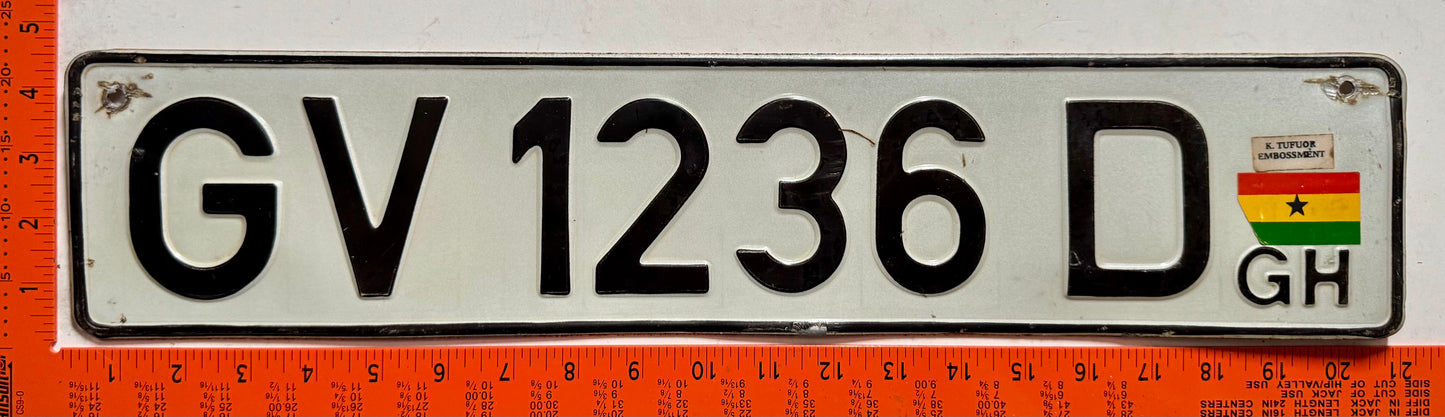 undated Ghana #GV1236D Passenger License Plate