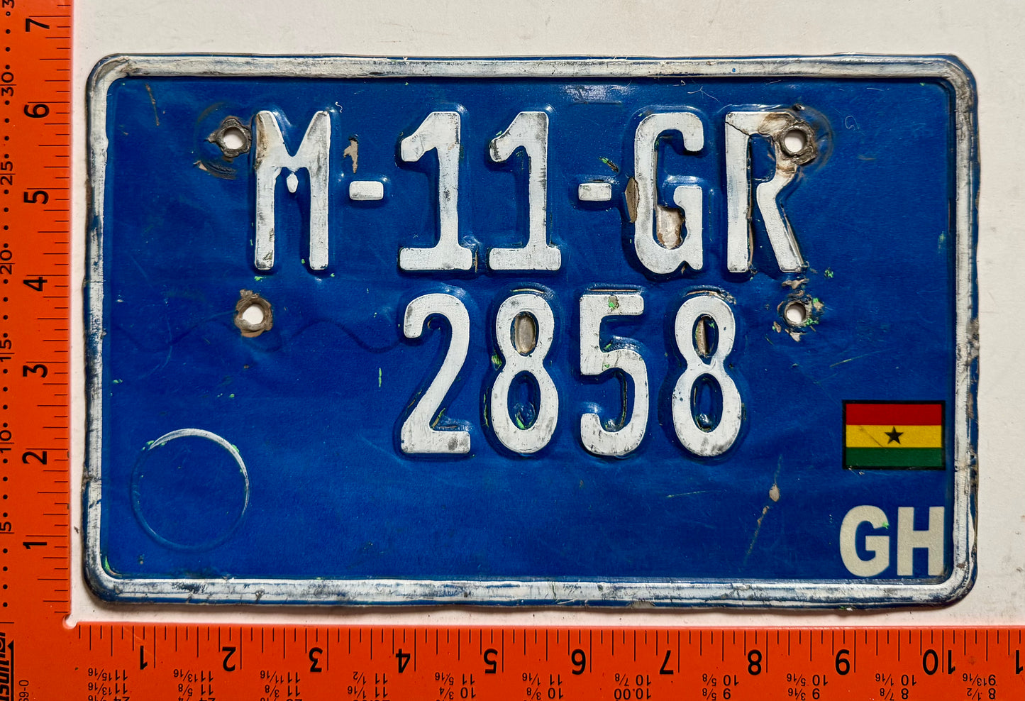 undated Ghana #M-11-GR/2858 Motorcycle License Plate