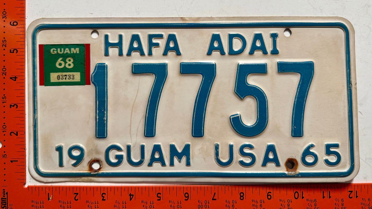 1968 Guam #17757 Passenger License Plate