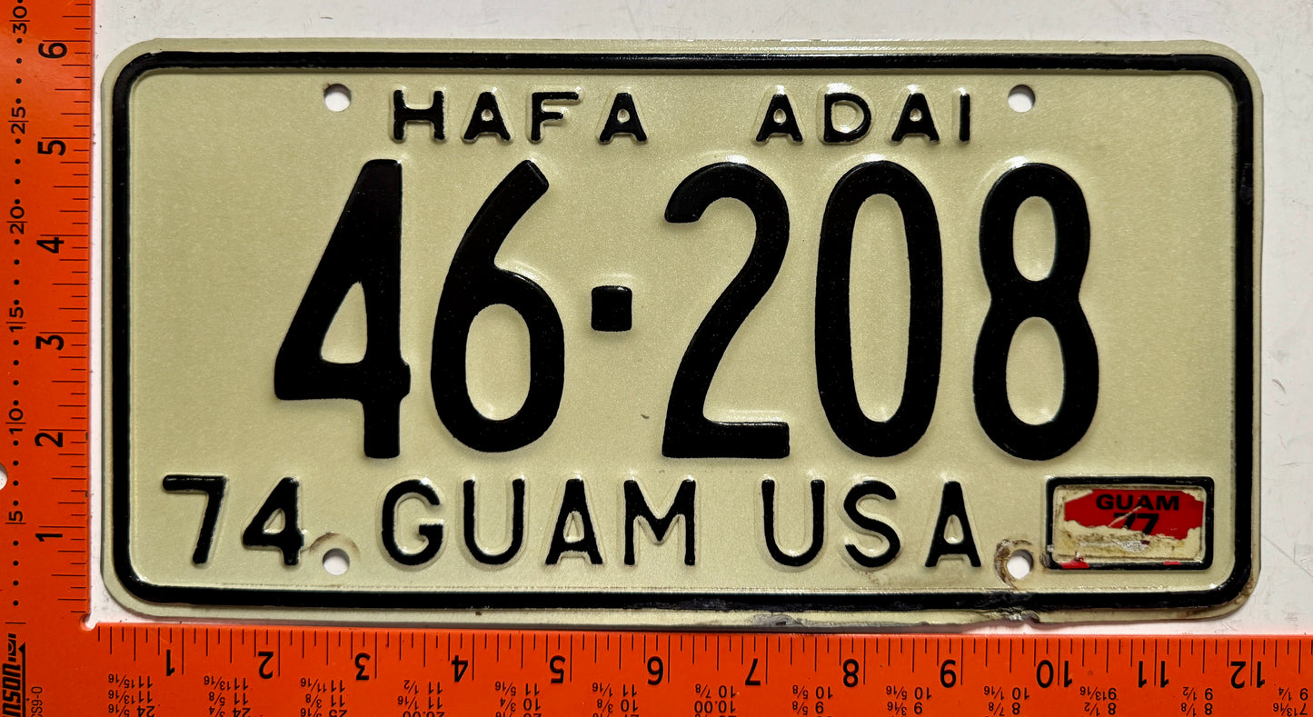1977 Guam #46-208 Passenger License Plate