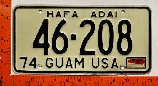 1977 Guam #46-208 Passenger License Plate