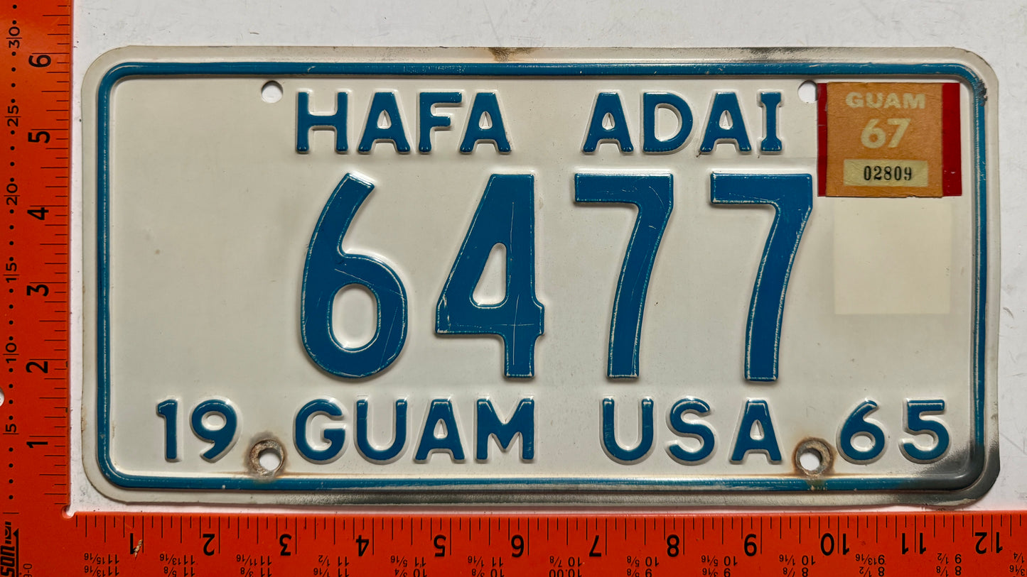 1967 Guam #6477 Passenger License Plate