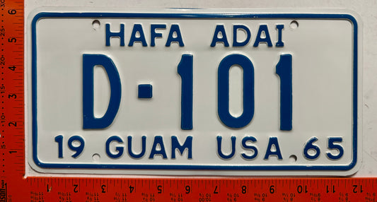 1965 Guam #D-101 Dealer License Plate